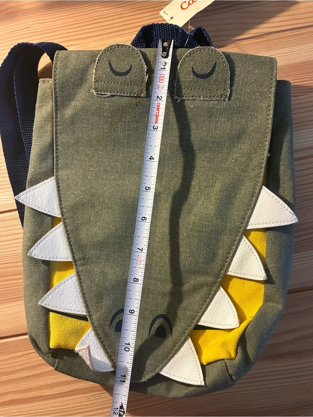 Cat & Jack Olive Green Crocodile Kids' Backpack with Yellow & White Accents